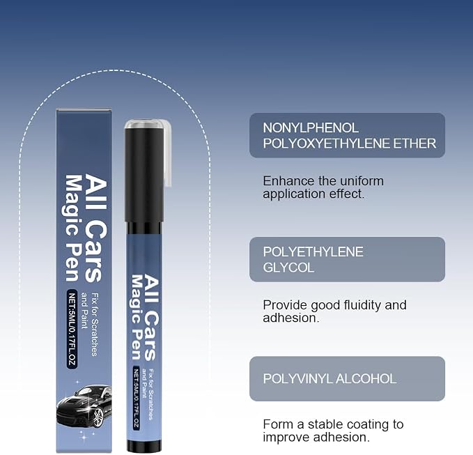 All Cars Magic Pen for Car Scratches, 2 PCS Magic Pen for Car Scratches for All Cars, Scratch Repair Magic Pen for All Types, Simple Quick Fix for Light Scratches and Swirls, Portable Design