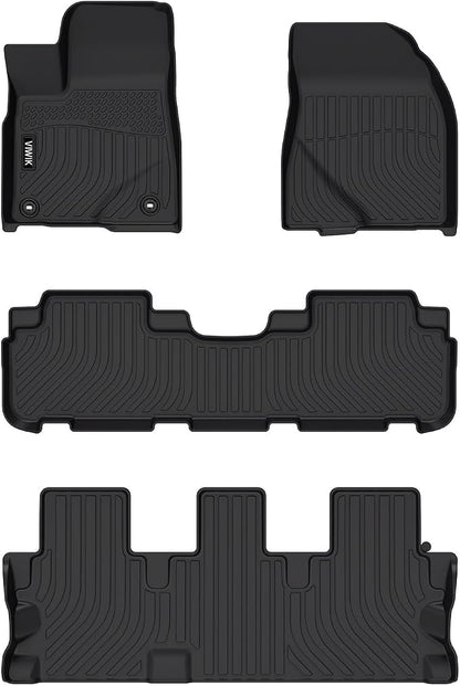 VIWIK Floor Mats Compatible for 2014-2019 Highlander, Car Mats All Weather Protection Custom Floor Liners Full Set Include Front, Rear and Third Row, Automotive Floor Mats TPE Black