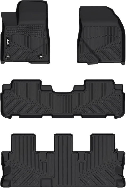 VIWIK Floor Mats Compatible for 2014-2019 Highlander, Car Mats All Weather Protection Custom Floor Liners Full Set Include Front, Rear and Third Row, Automotive Floor Mats TPE Black