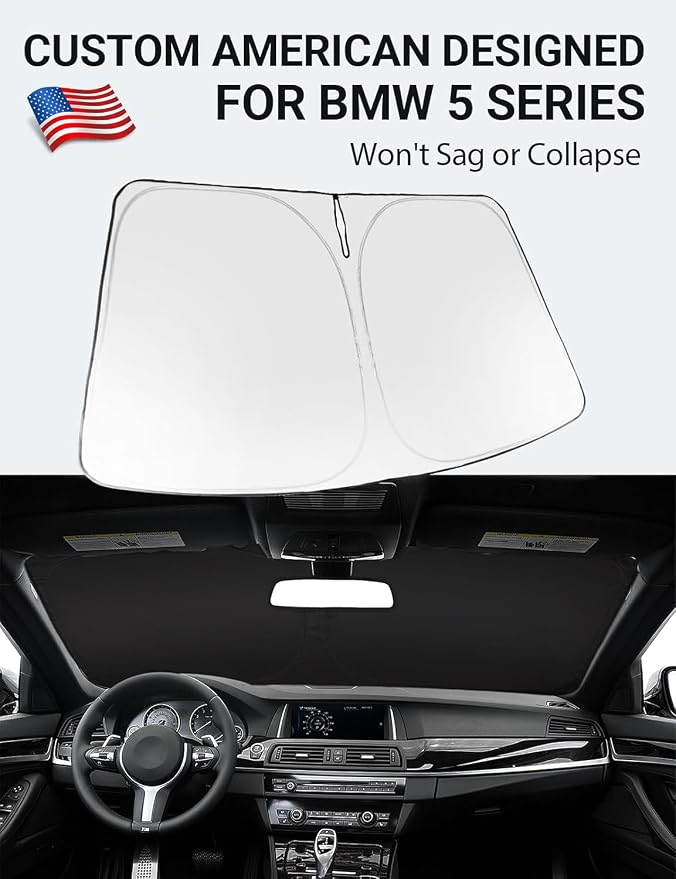 Proadsy 2026 Upgrade Front Windshield Sun Shade Foldable Sunshade Protector Custom Fit 2011-2016 BMW 5 Series Accessories