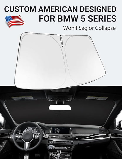 Proadsy 2026 Upgrade Front Windshield Sun Shade Foldable Sunshade Protector Custom Fit 2011-2016 BMW 5 Series Accessories