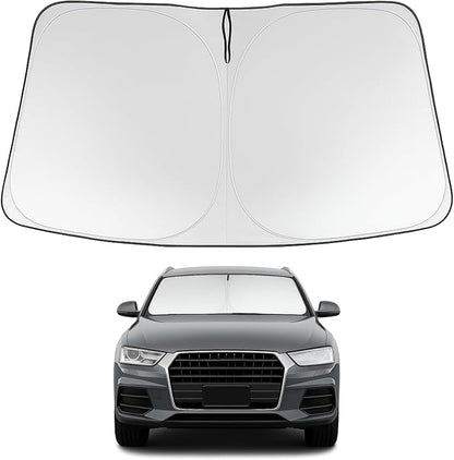 Proadsy 2026 Upgrade Windshield Sun Shade Custom Fit 2013-2018 Audi Q3 Foldable Front Sunshade Protector Sun Visor Blocks UV Rays Keep Car Cooler