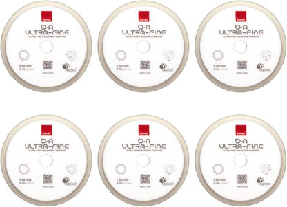 RUPES 9.DA150S Pack of 6 White D-A Ultra-Fine Polishing Foam Pads 150mm | Compatible with 5" Backing Plate | Ideal for Paint Correction & Gloss Enhancement | Extremely Fine Defect Removal