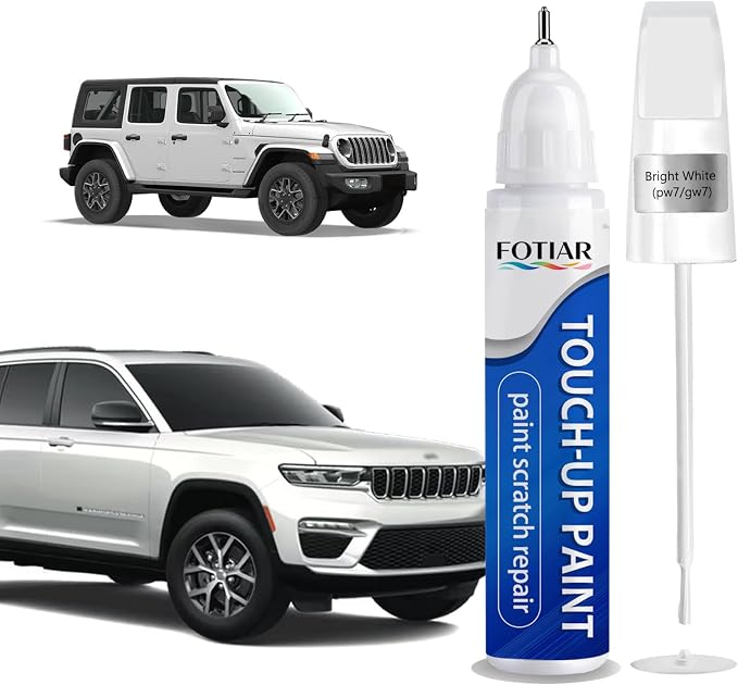 Bright White PW7/GW7 Touch up Paint for Jeep-Exact Match Scratch Repair Kit 2-In-1 Premium Car Paint Pen for Chips & Nicks