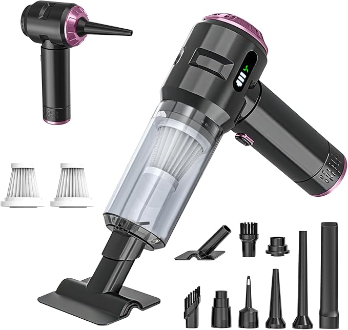Handheld Vacuum Cleaner Cordless, 23000Pa Powerful Car Mini Vacuum Cleaner, Rechargeable Portable Lightweight dust Catcher for Home Car Carpet Stairs Pet Hair Deep Cleaning（Black-Purple）