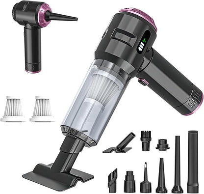 Handheld Vacuum Cleaner Cordless, 23000Pa Powerful Car Mini Vacuum Cleaner, Rechargeable Portable Lightweight dust Catcher for Home Car Carpet Stairs Pet Hair Deep Cleaning（Black-Purple）