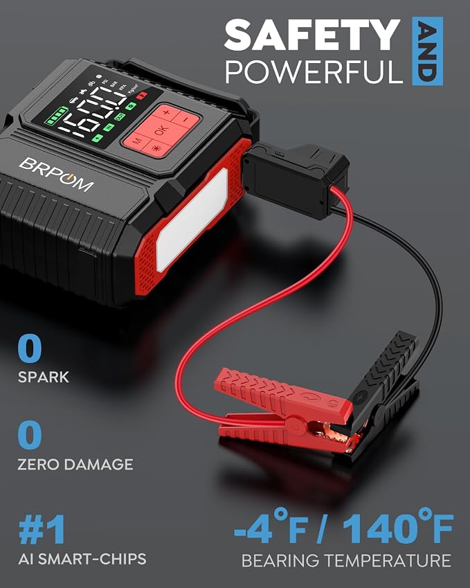Car Jump Starter with Air Compressor, 9000A Peak 26800mah (Up to All Gas or 12.0L Diesel Engine, 50 Times) Portable160PSI Jump Starter 12V Auto Battery Jump Pack Quick Charge