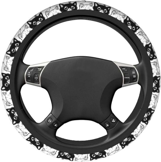Cat Steering Wheel Covers Non Slip Neoprene Universal 15 Inch Steering Wheel Protector Car Cover for Men Women