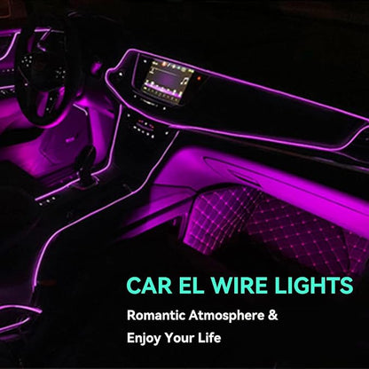 El Wire Purple Neon Lights 16FT/5M Car Interior Led Strip Light USB 5V for Car Garden Party Decoration
