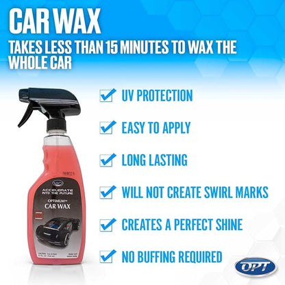 Optimum Car Wax - Carnauba Spray Wax for Cars, Trucks, Motorcycles, Boats and RVs, Patented UV Protection, For All Exterior Surfaces, Up to 5 Months Protection (17 Oz)