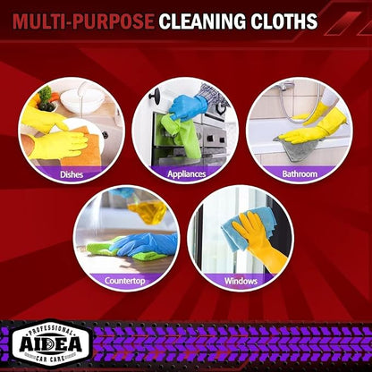 AIDEA Microfiber Cleaning Cloth 12 Pack, Microfiber Towels for Cars, Soft & Absorbent Cleaning Rags, Premium Lint Free Shop Towels for House, Kitchen, Car, 12inx16in