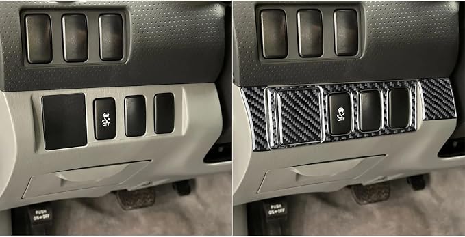 NVCNX Real Premium Carbon Fiber for Toyota 2nd Gen Tacoma Accessories 2005-2015 2006 2007 2008 2009 2010 2011 2012 2013 2014 Car Dash Driver Side Button Panel Cover Interior Trim Sticker Decal 4PCs