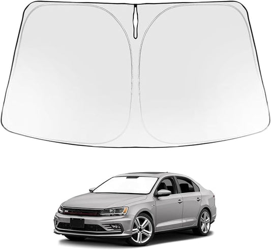 Proadsy 2026 Upgrade Windshield Sun Shade Custom Fit 2011-2018 VW Jetta Foldable Front Sunshade Protector Sun Visor Blocks UV Rays Keep Car Cooler