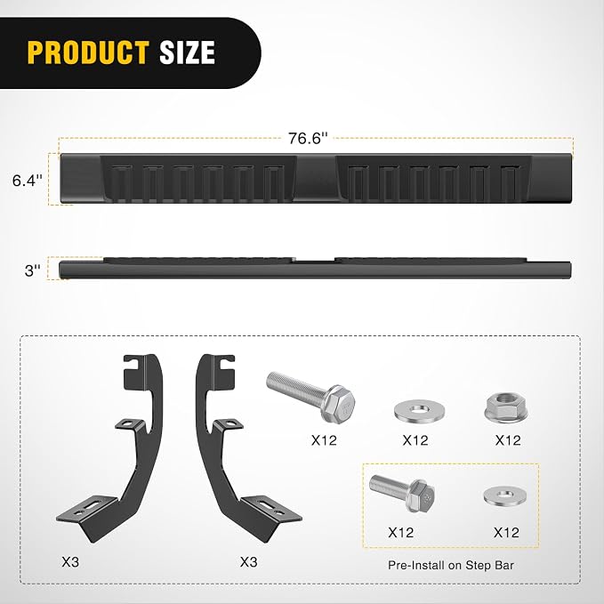 Nilight Running Boards for 2019-2026 Chevy Silverado/GMC Sierra 1500 Double Cab 2020-2026 Silverado/GMC Sierra 2500HD 3500HD 6 Inch Aluminum Bolt-on Powder Coated Side Step Nerf Bars