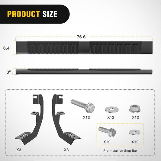 Nilight Running Boards for 2019-2026 Chevy Silverado/GMC Sierra 1500 Double Cab 2020-2026 Silverado/GMC Sierra 2500HD 3500HD 6 Inch Aluminum Bolt-on Powder Coated Side Step Nerf Bars