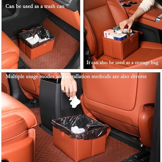 Car Trash Can, Foldable Multifunctional Hanging Storage Box Trash Can with a Roll of Garbage Bag, Multi Pocket Design Suitable for Car, Home, and Office Car Trash Cans (black1)