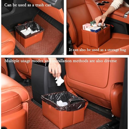 Car Trash Can, Foldable Multifunctional Hanging Storage Box Trash Can with a Roll of Garbage Bag, Multi Pocket Design Suitable for Car, Home, and Office Car Trash Cans (black1)