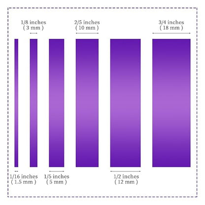 6 Rolls Fine Line Tape 1/16, 1/8, 1/5, 2/5, 1/2, 3/4 Inch x 55 Yard Fineline Masking Tape Painter Adhesive Automotive for DIY Car Auto Paint (Purple, Mixed Sizes)