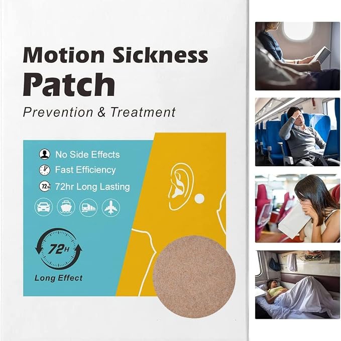 KUNHAOH (2026 New) Motion Sickness Patches for Adults and Kids(Travel Essentials),Ship-EEZ Sea Sickness Patch(Non-Drowsy & Lasts 72 Hours)-for Car and Boat Rides, Ships, Cruise and Airplane(20 Count)