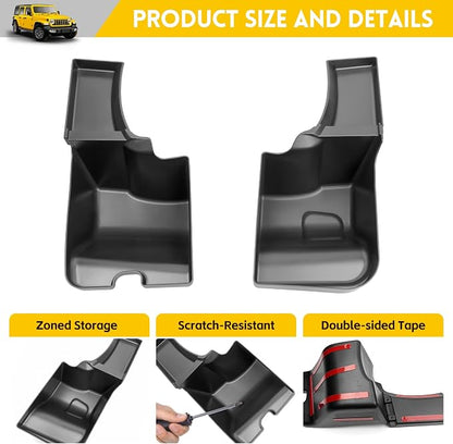 Rear Trunk Organizer for 2024-2025 Jeep Wrangler JL JLU 4XE 4 Door Accessories, Wheel Well Storage Bin Trunk Side Storage Box Cargo Tray for 24-25 Wrangler JL 4dr(Not for Gladiator/JK)