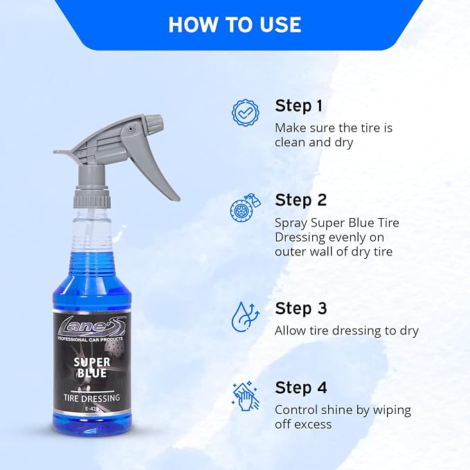 LANE'S Super Blue Tire Dressing + New Aluminum Spray Bundle Kit | Car Tire Shine Spray | Rim Cleaner & Shine | Best Tire Shine, Best Rim Cleaner | Protection from Cracks & UV Rays | Non-Greasy | 16oz