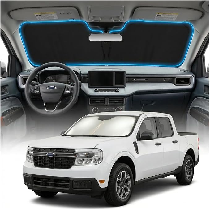 for Ford Maverick Sun Shade Windshield Cover - Custom Fit Maverick Accessories 2022-2025 2026 Sunshade Foldable UV Protection & Heat Shield Sun Visor Accessories