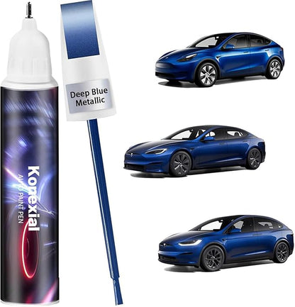 (Deep Blue Metallic PPSB) Car Touch up Paint Compatible with Tesla Model Y/3/X/S, Premium Car Scratch Remover for Deep Scratches, Car Paint Pen Scratch Repair Two-In-One Touch Up Paint