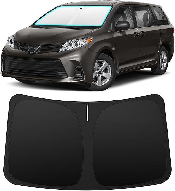 INSAUTO Custom Fit Windshield Sun Shade Accessories for Toyota Sienna 2011-2020, Foldable Front Window Sunshade, UV & Heat Reflector, Keeps Interior Cool, Includes Storage Bag