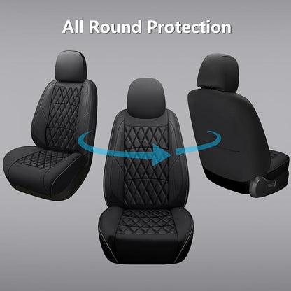 NS YOLO Leather Car Seat Covers,Universal Fit for Most Cars,SUVs and Sedans,Waterproof Luxury Leatherette Cushions, 2 Seats Protectors (Black, Front Pair-2 Seats(Driver and Passenger))