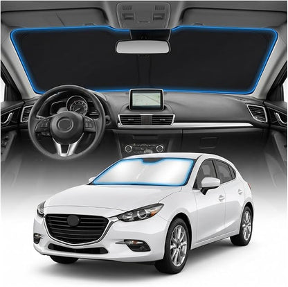 for Mazda 3 Sun Shade Windshield Cover - Custom Fit Mazda 3 Accessories 2014-2024 2025 2026 Sunshade Foldable UV Protection & Heat Shield Sun Visor Accessories