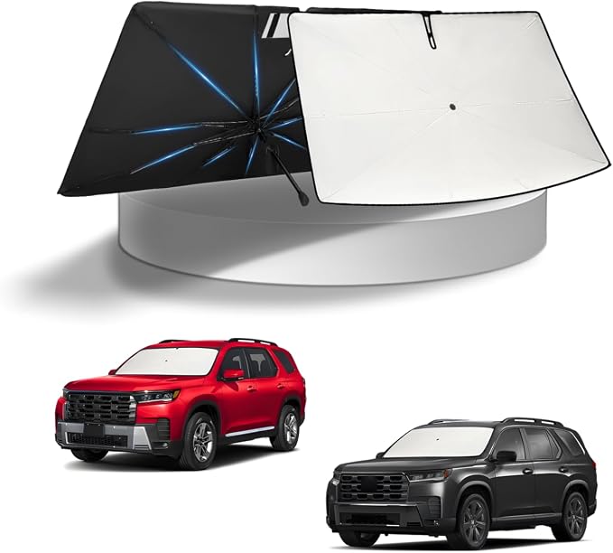 KUST Sun Shade Umbrella for Honda Pilot 2016-2025 2026 | Custom Fit Windshield Sunshade | Foldable Sunshade with Bendable Handle | Blocks Heat & UV Scratch Resistant Keep Your Car Cool Sunshield