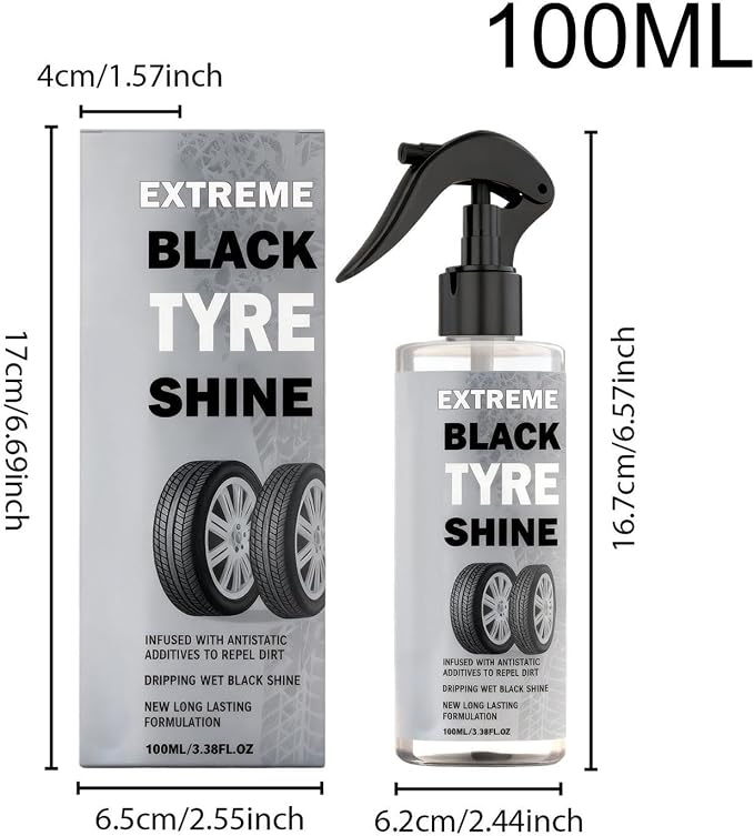 Rubber Finish Enhancer, Automotive Tire Polishing Spray, Quick Shine with Hydrophobic Layer, Long Lasting Wheel Treatmentz, Minimal Clean Style, Motorcycle Truck Use for Detailing