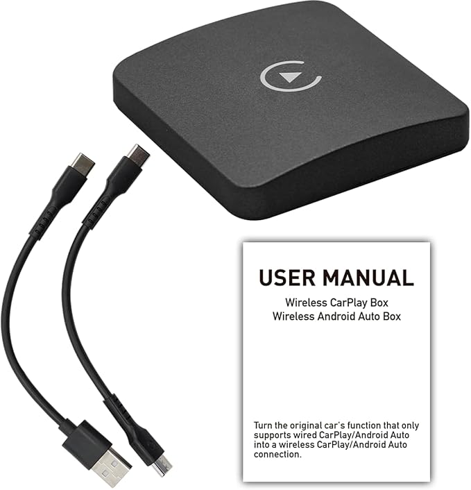 Car Wireless Carplay Box Wireless Android Auto Converter Box 5.0 Bluetooth Support Wireless Carplay Adapter Compatible for Automobile Player Black