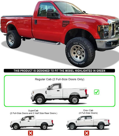 APS Running Boards Style Compatible with Ford F150 2015-2026 Regular Cab & F-250 F-350 Super Duty 2017-2026 (Nerf Bars Side Steps Side Bars)