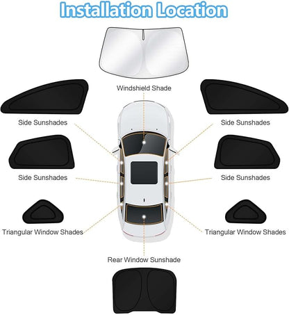 KUST Car Window Shades for 2013-2021 Ford Fusion Accessories Windshield Sun Shade Side Rear Window Covers Sunshade Privacy Protection for Camping Blackout UV Block Full Set 8PCS