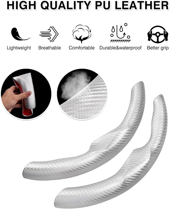 Canvcle Steering Wheel Cover for Tesla Model 3/Model Y Accessories Carbon Fiber Steering Wheel Cover Protector Anti-Slip, Comfortable Grip, Breathable, Model 3/Y Accessories