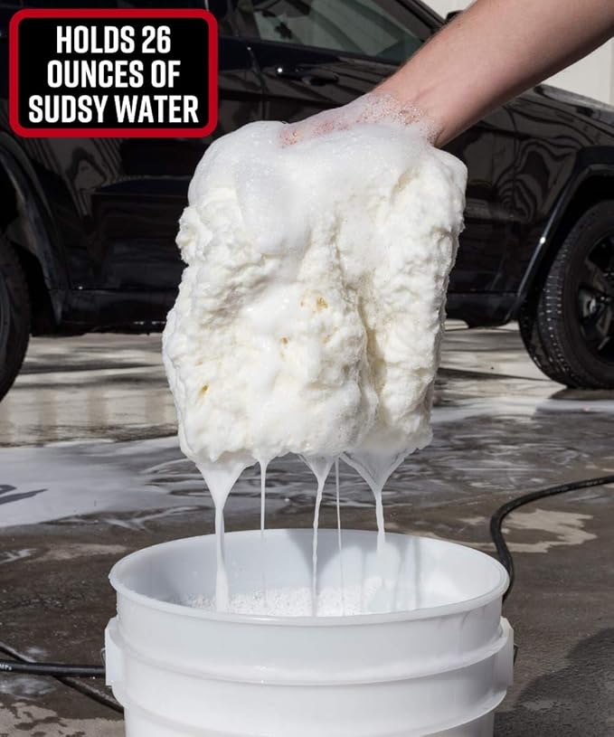 Adam's Polishes 10 Professional Wool Wash Pad - Plush Synthetic Car Wash Pad is Gentle On Auto Paint Without Worry of Scratches or Swirls - Car Soap & Wax Safe Detailing Tool for Car or Truck