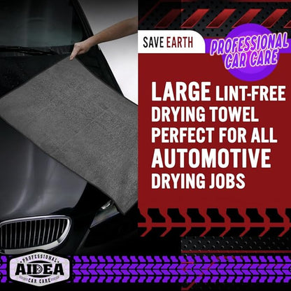 AIDEA Microfiber Towels for Cars-4PK, Large Professional Car Drying Towel, Scratch-Free & Absorbent Drying Towel for Cars, SUVs, RVs, Trucks, and Boats, 24inx 31in, Grey