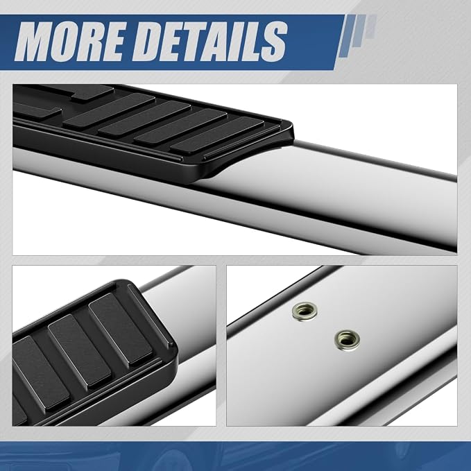 Auto Dynasty 5" Running Boards Compatible with 1999-2014 Chevy Silverado GMC Sierra 1500 2500 3500 Extended Cab, Stainless Steel Nerf Bars, Polished Chrome Non-Slip Side Steps