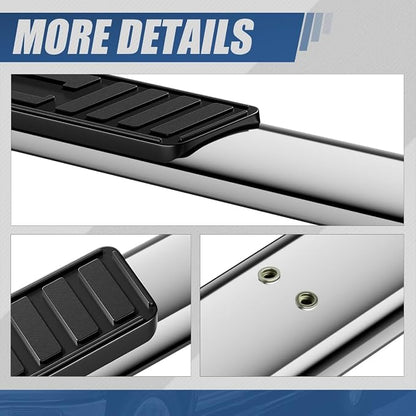 Auto Dynasty 5" Running Boards Compatible with 1999-2014 Chevy Silverado GMC Sierra 1500 2500 3500 Extended Cab, Stainless Steel Nerf Bars, Polished Chrome Non-Slip Side Steps