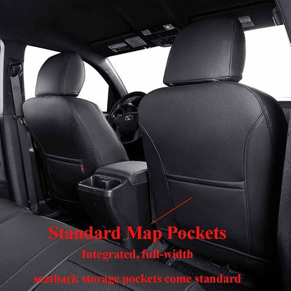 EKR Tacoma Leather Car Seat Covers Custom Fit for Toyota Tacoma 2012 2013 2014 2015 (Regular Seats) - Truck Seat Covers Full Set,Faux Leather(Black)