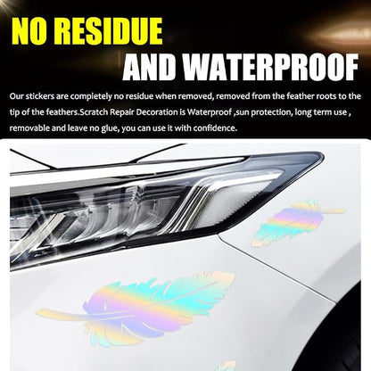 Ouliget Car Stickers Feathers Cover Scratches,Scratch Repair Decoration Vinyl Decals,Car Decoration Mirror Sticker Laptop Wall Decal,Gradient Color