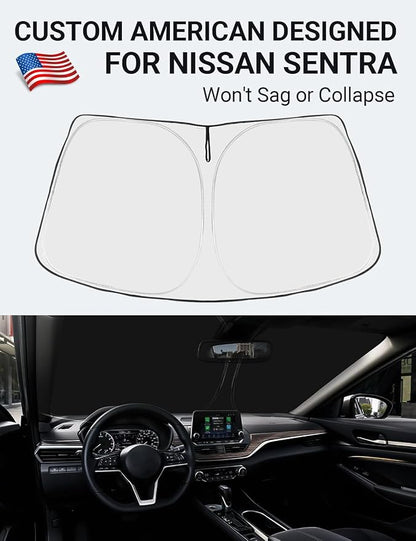 Proadsy Windshield Sun Shade for Nissan Sentra 2026 2025 2024 2023 2022 2021 2020 Custom Fit S, SV, SR, Sedan Accessories Foldable Sunshde Protector Blocks UV Rays Keep Car Cooler