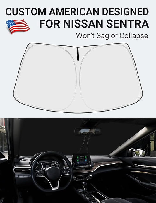 Proadsy Windshield Sun Shade for Nissan Sentra 2026 2025 2024 2023 2022 2021 2020 Custom Fit S, SV, SR, Sedan Accessories Foldable Sunshde Protector Blocks UV Rays Keep Car Cooler