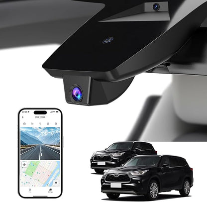 Front 4K Dash Cam for Toyota Highlander 2020-2026 L LE Limited XLE XSE Platinum UX70 (Gen4),OEM Factory Look,WiFi & APP,G-Sensor, Loop Recording,Plug & Play,64GB Card