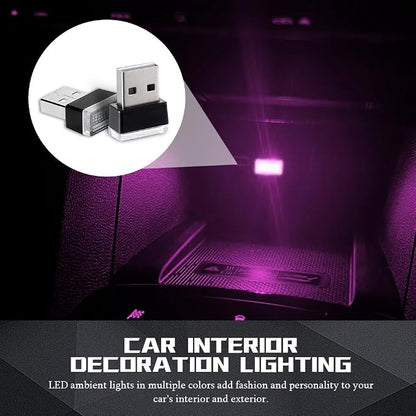 deemars 2PCS USB LED Car Interior Atmosphere Lamp, Car Night Lights, Mini USB LED Decoration Light Ambient Interior Light, Car Accessories Plug-in Interface Ambient Lighting Kit for Most Cars