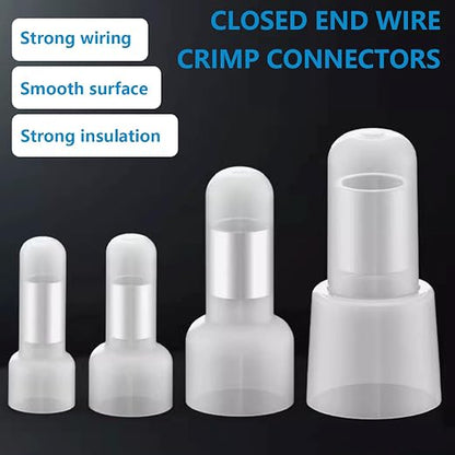 smseace 150 Pcs Nylon Closed End Crimp Terminal -Crimp Caps Wire Connectors for 16-14 AWG - Ideal for Automotive, Audio, and Electrical Applications
