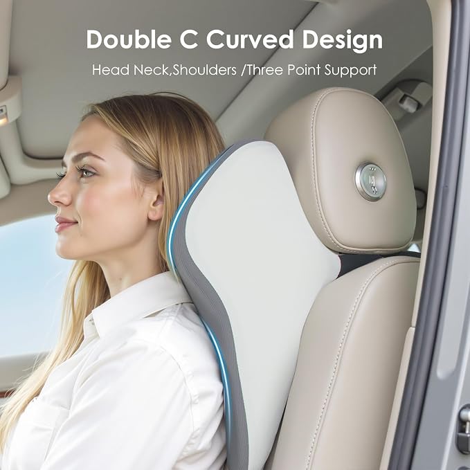 FLORICH Upgrade Lumbar Support and Car Neck Pillow, Back Support and Headrest Pillow for Car Seat Driver, Memory Foam Back Neck Support Pillow and Car Seat Lumbar Support for Car Office Chair - Gray