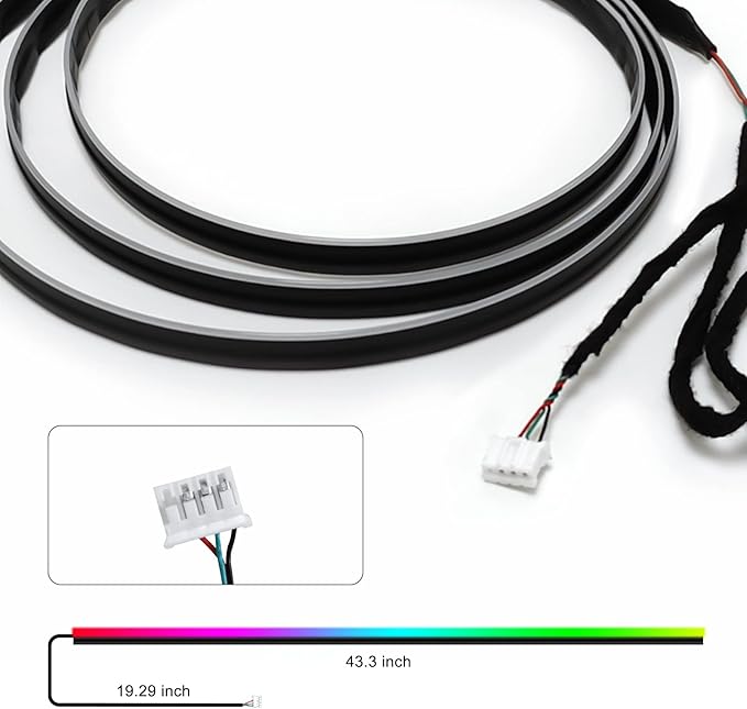 Dreamcolor Acrylic Interior Car LED Strip Light 43-inch, Fits Dreamcolor Main Controller and Sub-Controller Kit (Not Included)