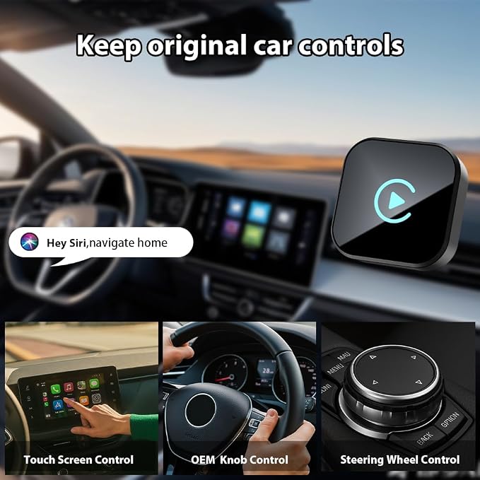 Sunweyer S40 Super Mini CarPlay Adapter Wireless Android Auto Car Kit-for Factory Wired CarPlay Cars, Auto Connect Wireless Adapter